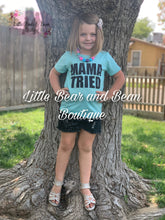 Load image into Gallery viewer, &quot;Mama Tried&quot; Distressed Denim Sequin Shorts Set
