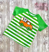Load image into Gallery viewer, Green Striped Bunny Truck Shirt
