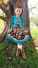 Load image into Gallery viewer, Teal Pumpkin Floral Dress
