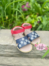 Load image into Gallery viewer, Red, White and Blue Star Sandals
