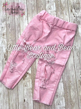 Load image into Gallery viewer, Pink Distressed Denim Capris
