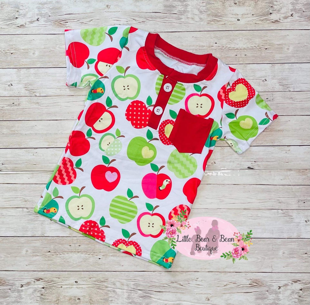Size 6/12M- Sweet Little Apple Button Shirt