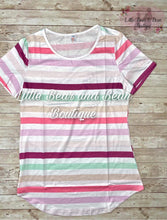 Load image into Gallery viewer, Ladies Pastel Rainbow Striped Top
