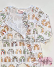 Load image into Gallery viewer, Size 3T- White Rainbow Zipper Ruffle Sleeper
