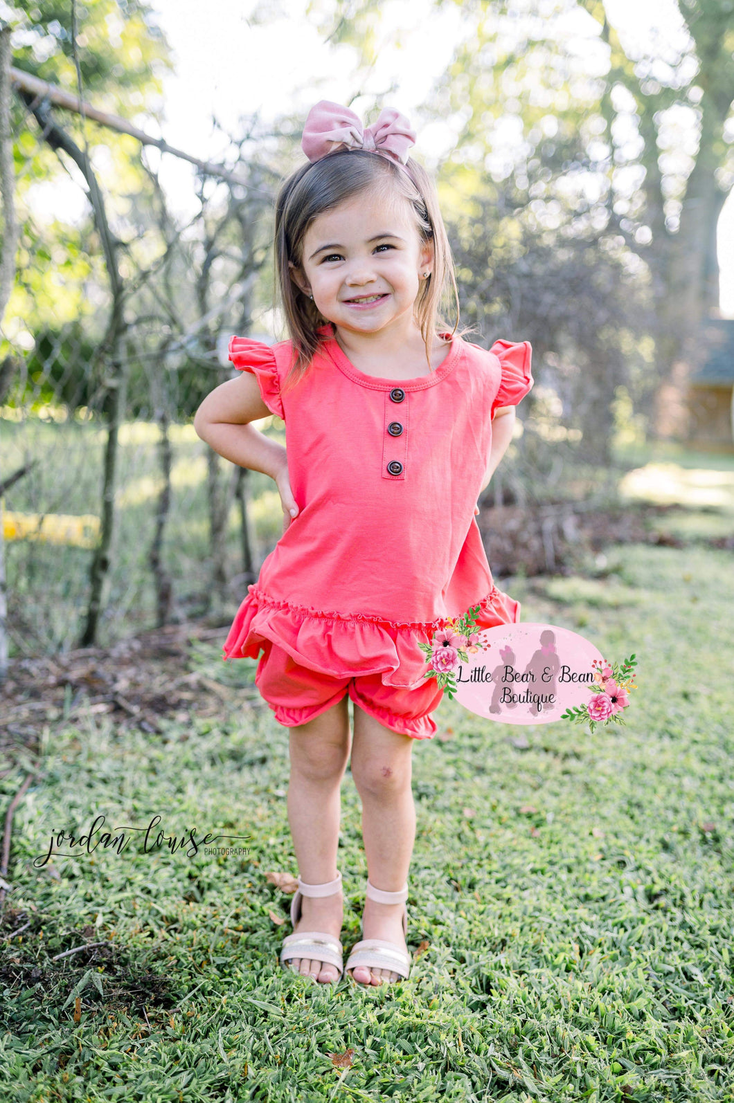 Coral Ruffle Bloomer Set