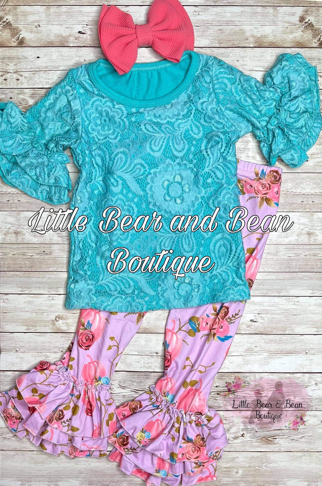 Lace Top with Pink Pumpkin Leggings