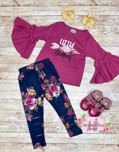 Load image into Gallery viewer, Little Blessing Distressed Floral Legging Set
