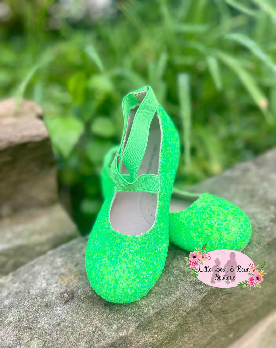 Lime Green Glitter Ballerinas
