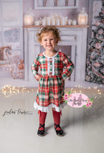 Load image into Gallery viewer, Christmas Plaid Long Sleeve Ruffle dress

