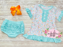 Load image into Gallery viewer, Micro Flowers Ruffle Bummie Set
