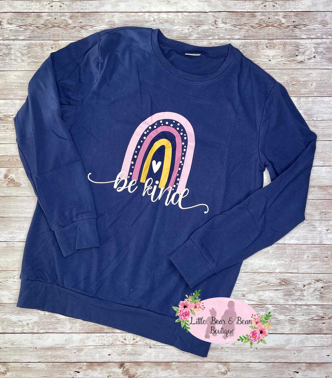 Mommy and Me BE KIND Rainbow Long Sleeve Ladies Top