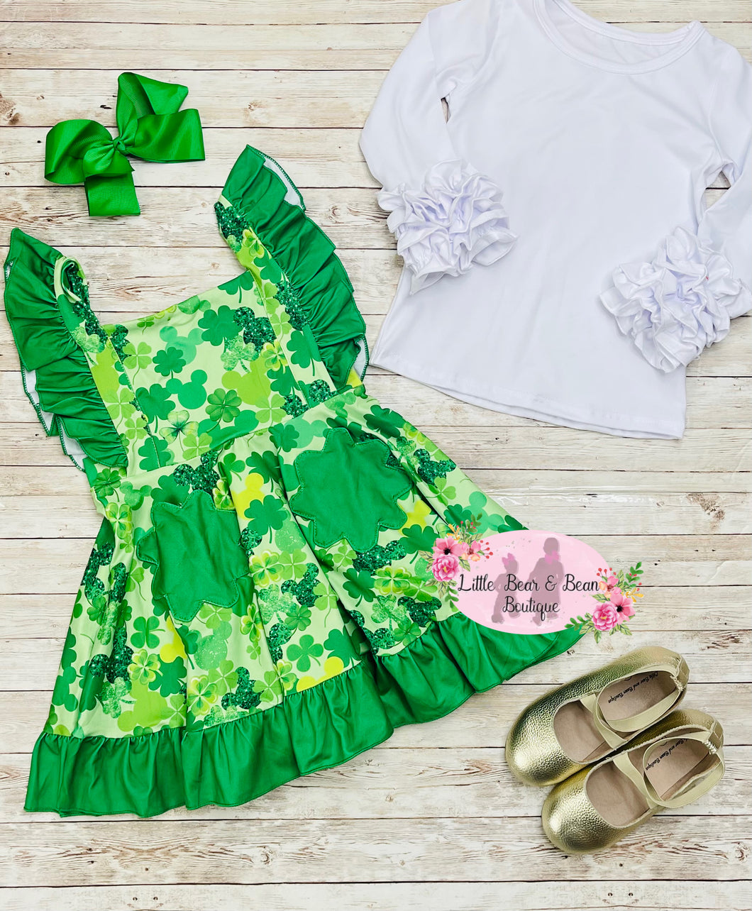 Clover Ruffle Dress With White Top
