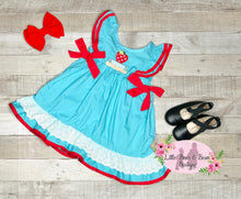 Load image into Gallery viewer, Apple Ruffle Turquoise Dress
