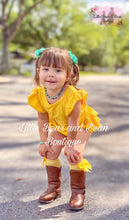 Load image into Gallery viewer, Yellow Ruffle Butt Romper

