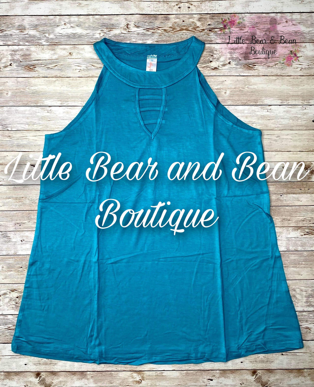 Ladies Keyhole Tank Top Teal