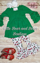 Load image into Gallery viewer, Green Ruffle Sleeve Top and Christmas Truck Belle Set
