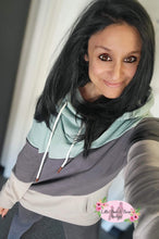 Load image into Gallery viewer, Ladies Color Block Hoodie Mint  (Super Soft)
