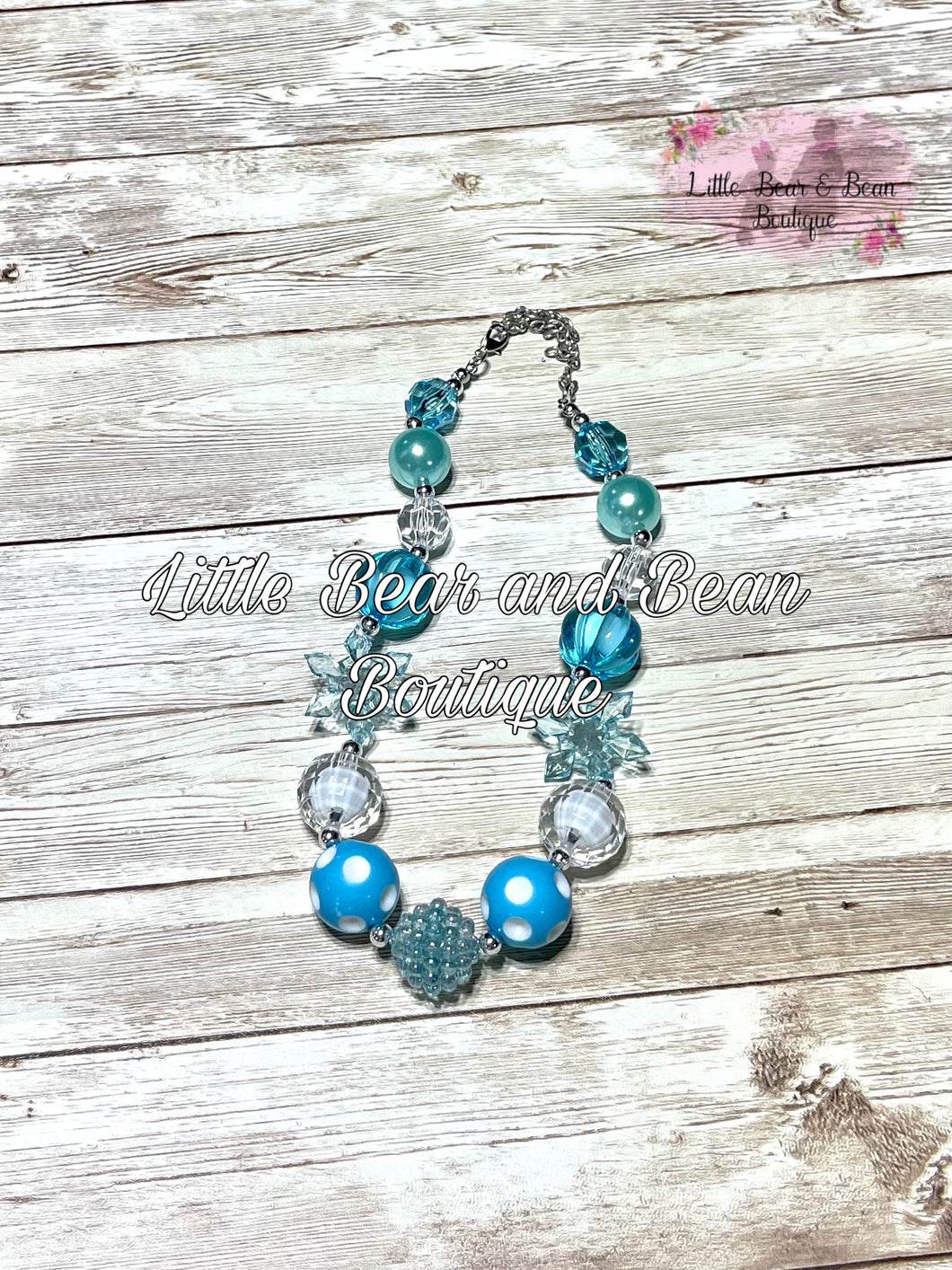 Chunky Blue Snowflake Beaded Necklace