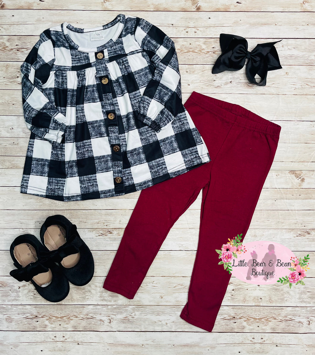 Black White Plaid Set