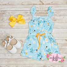 Load image into Gallery viewer, Blue Bee Shorts Romper
