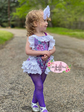 Load image into Gallery viewer, Purple Spring Floral Ruffle Romper
