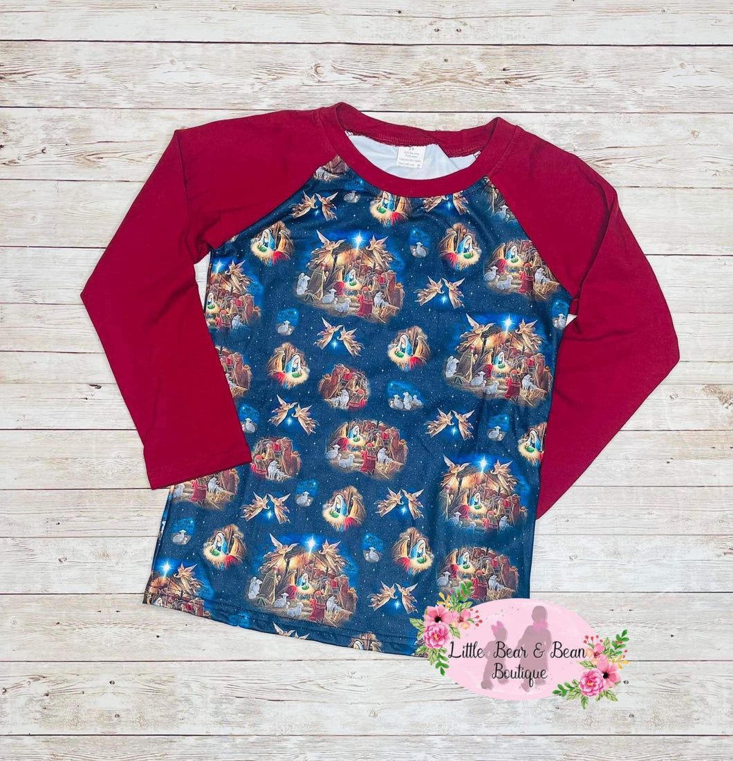 Size 5/6- O Holy Night Nativity Raglan