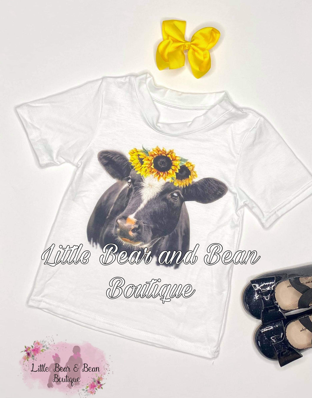 Size 6/12m- Sunflower Cow Shirt