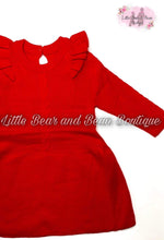 Load image into Gallery viewer, Red Ruffle Sleeve Sweater Dress

