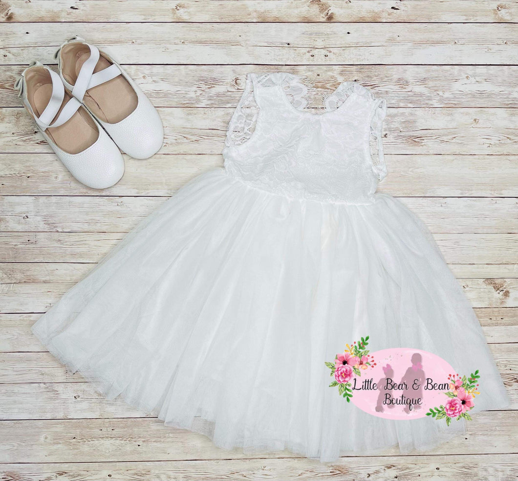 Cream Lace Tulle Dress