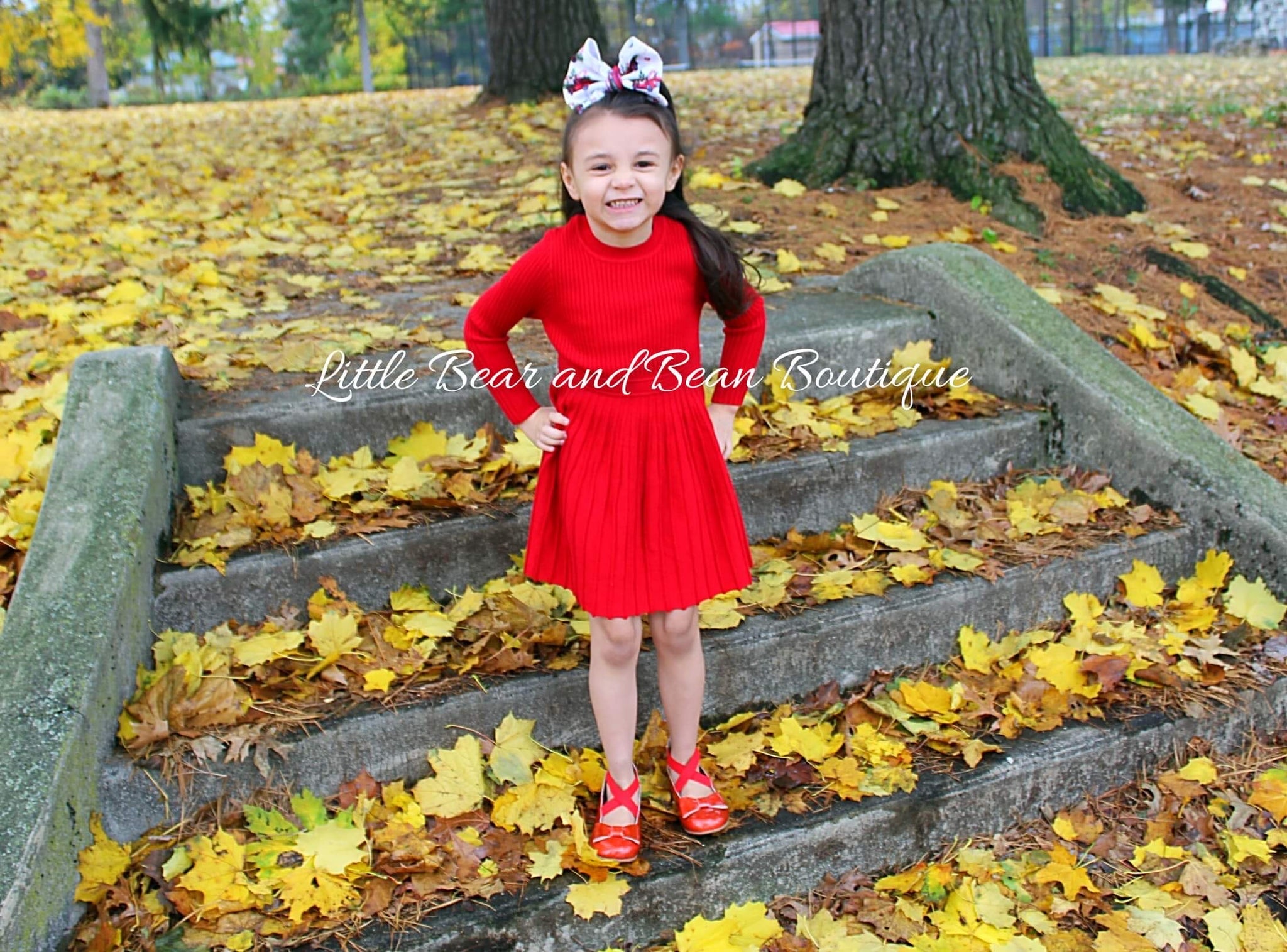 Toddler Red Sweater Dress for Girl: Pleated Little Bear and Bean Boutique, LLC Toddler Red Sweater Dress for Girl: Pleated Little Bear and Bean Boutique, LLC