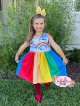 Load image into Gallery viewer, Rainy Day Rainbow Twirl Dress
