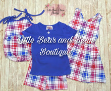 Load image into Gallery viewer, Patriotic Plaid Short Set
