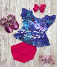 Load image into Gallery viewer, Jewel Tone Zinnia Floral Bummie Set
