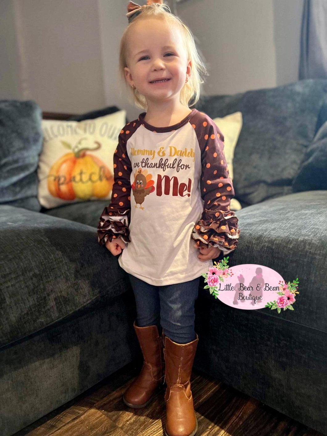 Mommy & Daddy Are Thankful For Me Raglan- With Ruffles