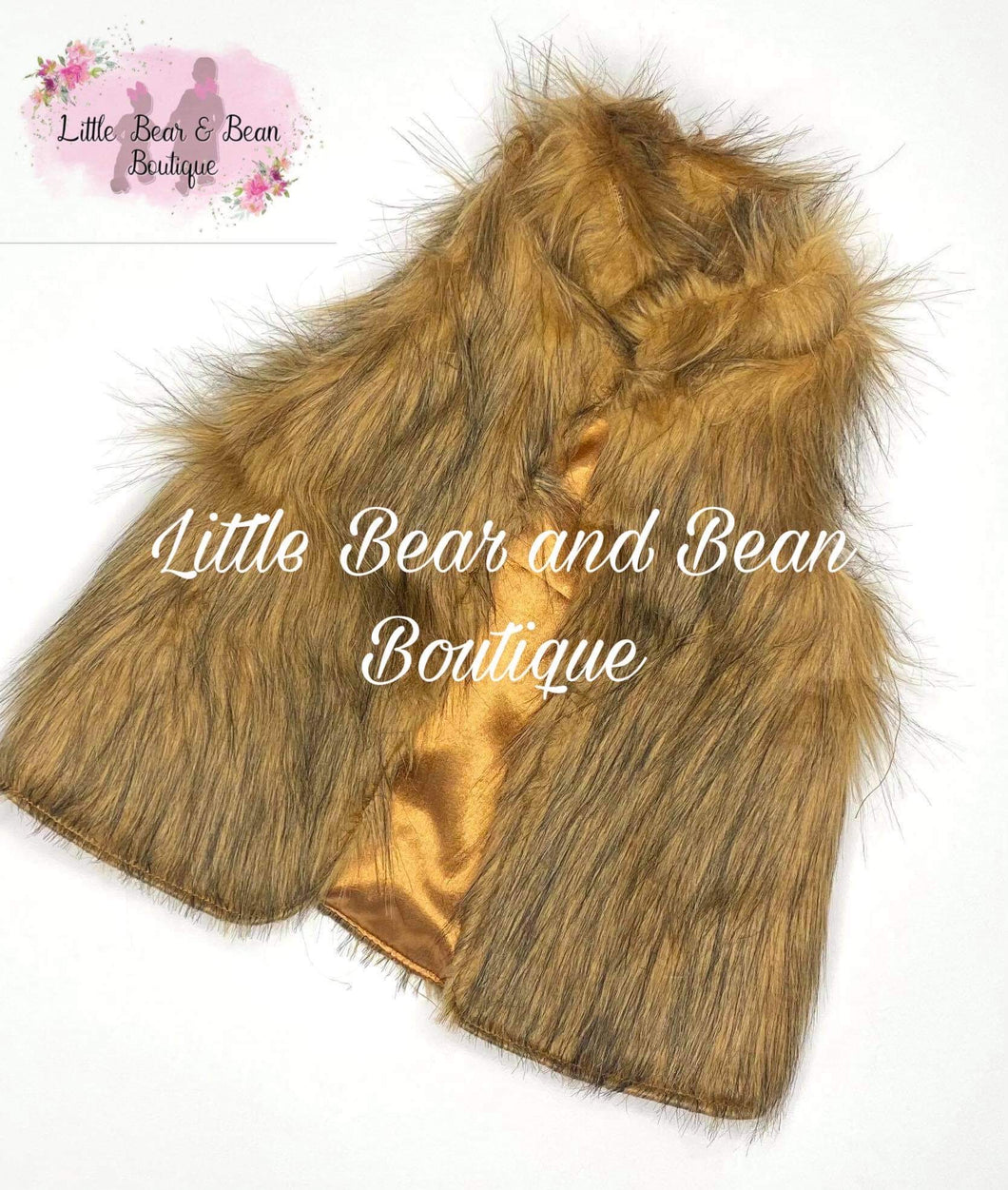 Size 6/7- Brown/ Black Fur Vest