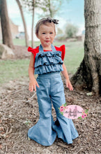 Load image into Gallery viewer, Ruffle Halter Overalls and Red Top
