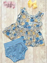 Load image into Gallery viewer, Blue and Gold Floral Bummie Set
