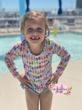Load image into Gallery viewer, Neon Ice Cream Rash Guard Swimsuit
