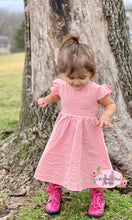 Load image into Gallery viewer, Coral Ruffle Tie Back Linen Dress
