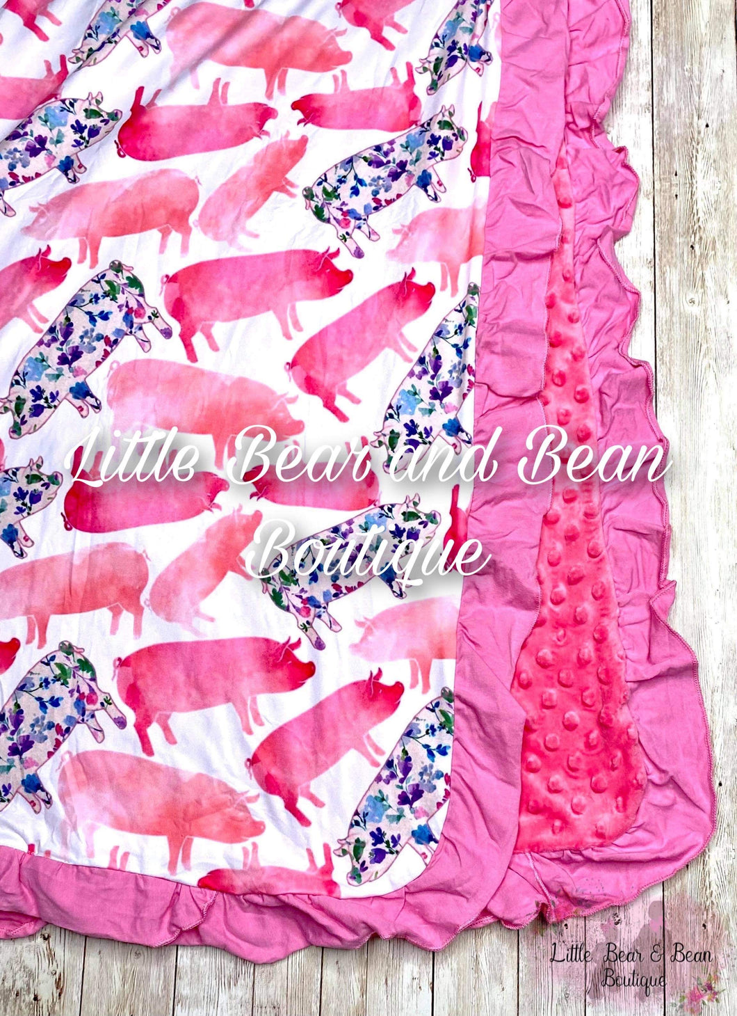 Pink Piggy Minky Blanket (Child Size) 50x50