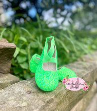 Load image into Gallery viewer, Lime Green Glitter Ballerinas
