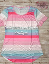 Load image into Gallery viewer, Ladies Hot Pink Rainbow Striped Top

