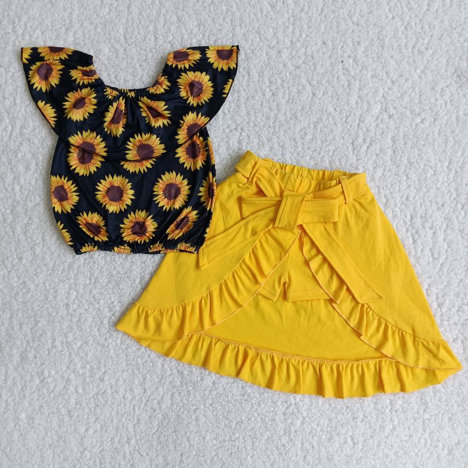 Pre-order RTS from Supplier Sunflower/Yellow Skirted Shorts Set