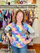 Load image into Gallery viewer, Ladies Tie Dye Cheetah Top- Ladies
