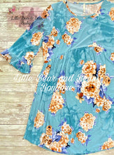 Load image into Gallery viewer, Ladies Plus Size Blue and Orange Floral Dress
