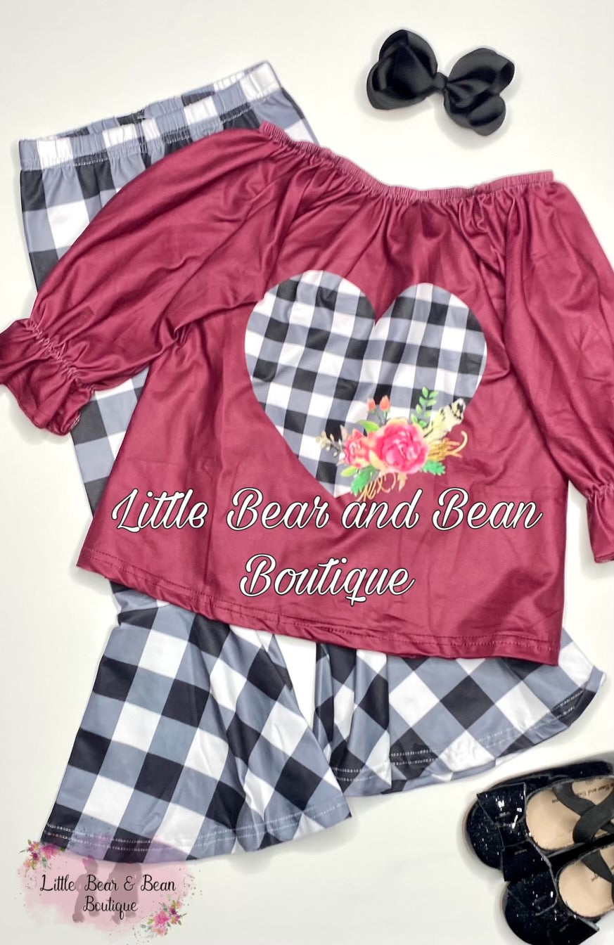 White Buffalo Plaid Heart Set