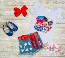 Load image into Gallery viewer, Red, White &amp; Moo Denim Short Set
