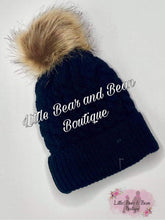 Load image into Gallery viewer, Navy blue matching mommy and me pom pom hats

