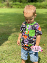 Load image into Gallery viewer, Faux Glitter Spooky Donuts Button Shirt
