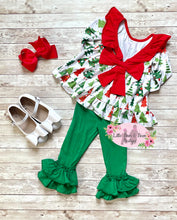 Load image into Gallery viewer, Christmas Tree Bow Back Ruffle Set
